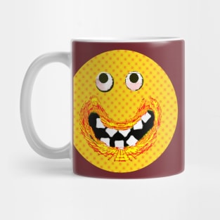 Goofy Orange Smile Emoji Pixel Smilng Face Mug